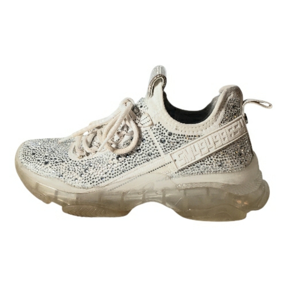 Steve Madden MaxiMa-R Clear Soles Glass Raindrop Sneakers 9.5 Glitzy Metallic
